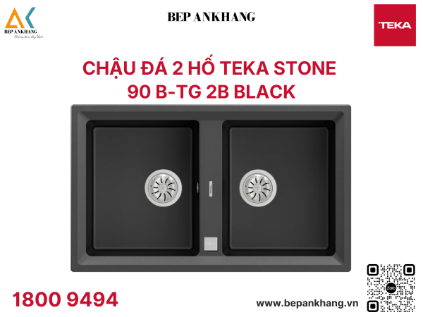 Chậu rửa Teka STONE 90 B-TG 2B Black - Chất liệu đá Thạch Anh - Xuất xứ Đức 
